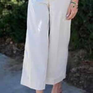 NWT cream A New Day Colette style high waisted wide leg cropped pants 2 4